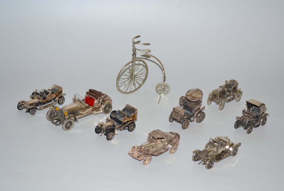 Lot: 9 Modellautos 20.Jh. Silber/versilbert. 8 Autos, 1 (1 of 1)