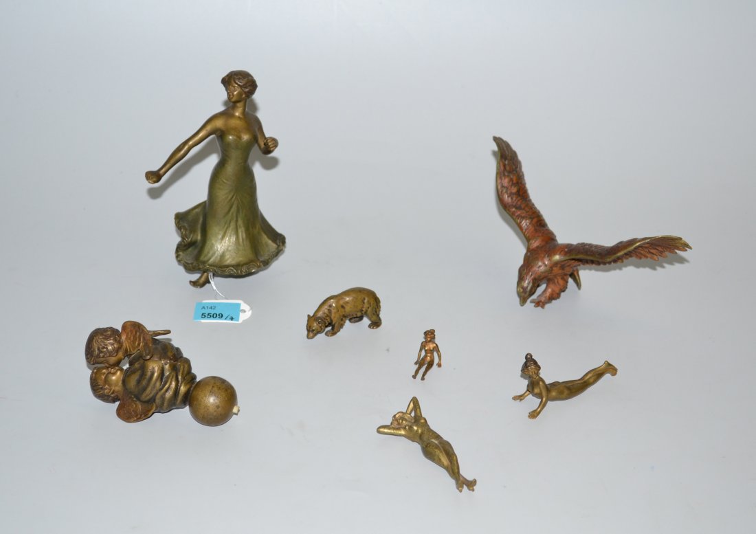 Lot: 7 Figrchen Um/Nach 1900. Bronze. Tnzerin, Adler, (1 of 1)