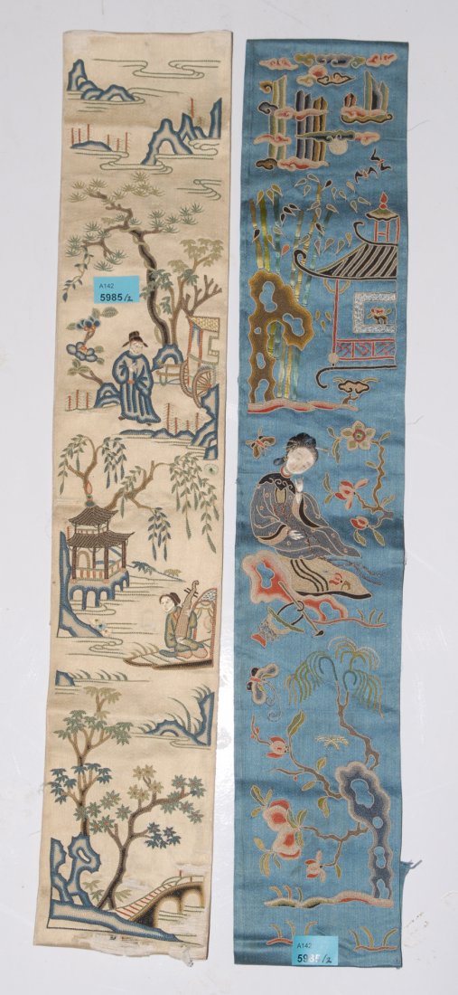 Lot: 2 Stickereien China, 1.Hlfte 20.Jh. Seide, (1 of 1)
