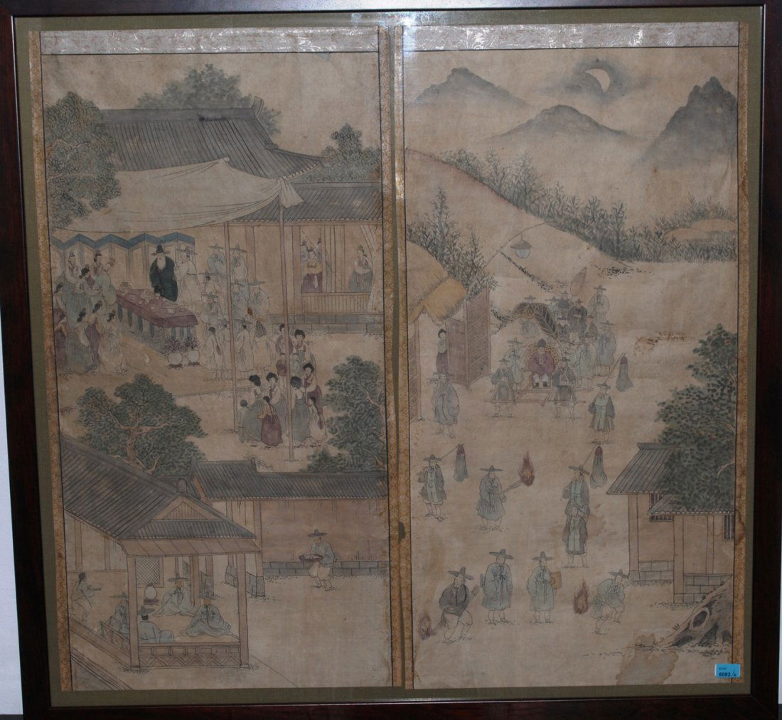 Lot: 8 Malereien Korea, 20.Jh. Tusche und Farbe auf (1 of 10)