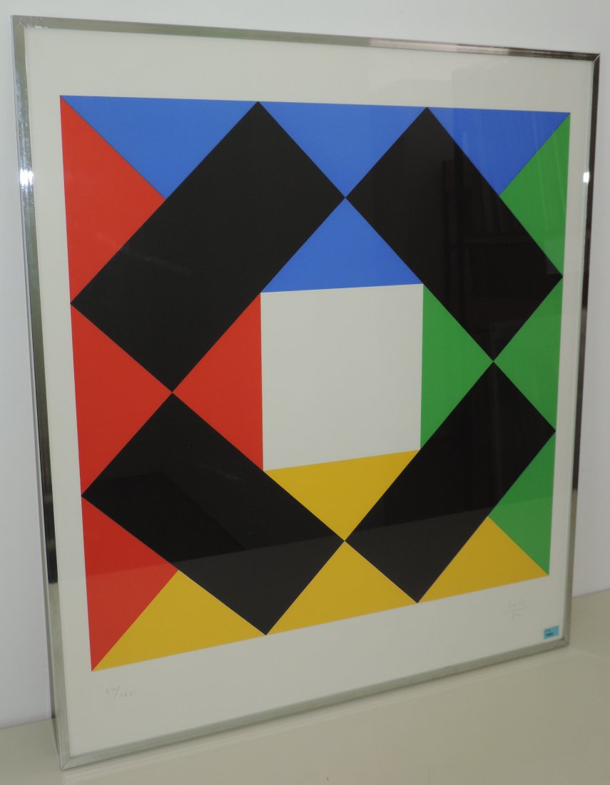 Bill, Max (Winterthur 1908–1994 Berlin) Konkrete: Bill, Max (Winterthur 1908–1994 Berlin) Konkrete Komposition. 1972. Farbserigraphie. 50/125. Unten rechts signiert und datiert. Lichtmass 75,5x65,5 cm. Gerahmt.