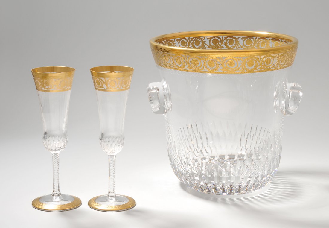 9 Champagnergläser und Weinkühler, Saint-Louis 20.Jh. (1 of 1)