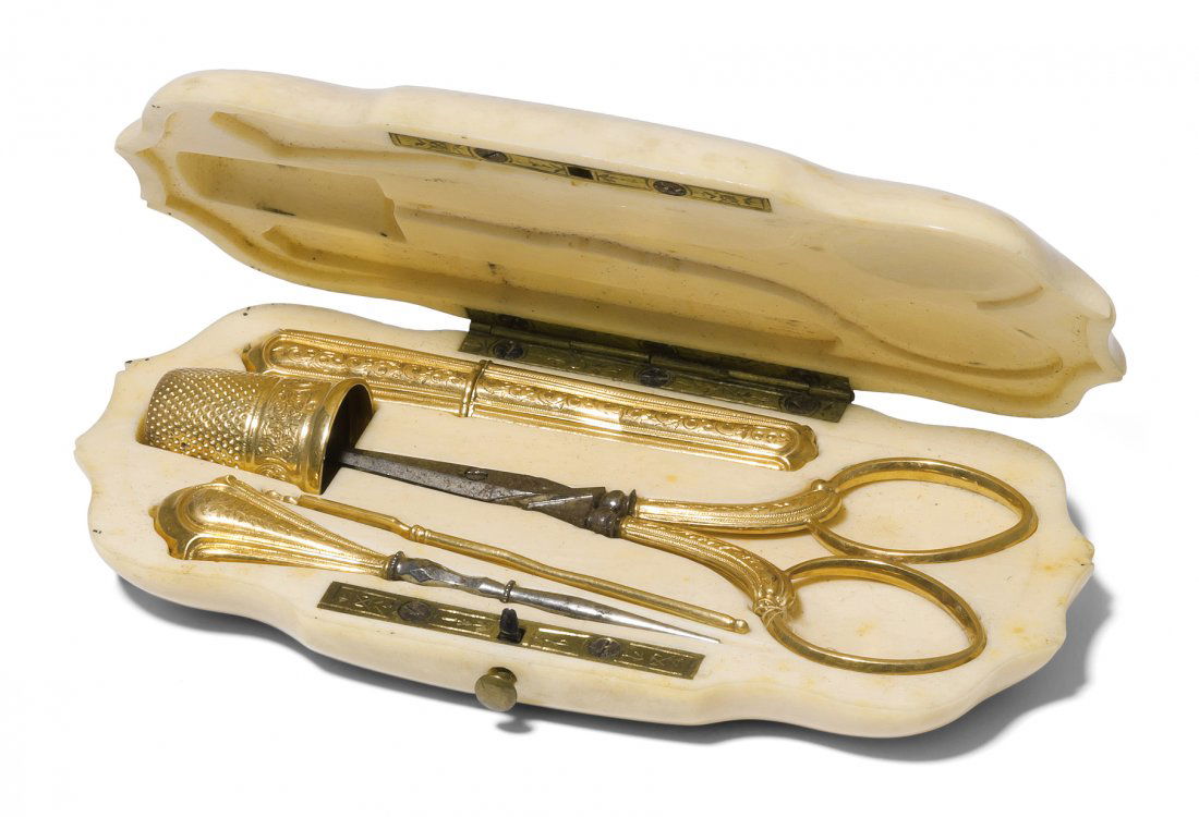 Nähetui Frankreich, 19.Jh. Elfenbein/Gelbgold 18K. (1 of 1)