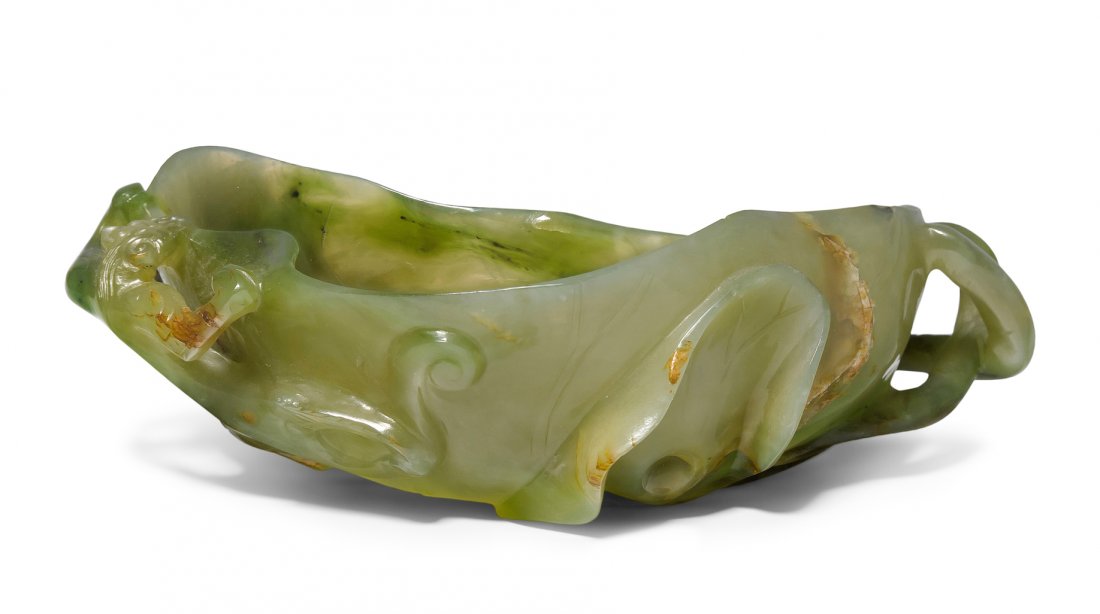 Pinselwäscher China, 20.Jh. Hellgrüne Jade mit dunklen (1 of 8)