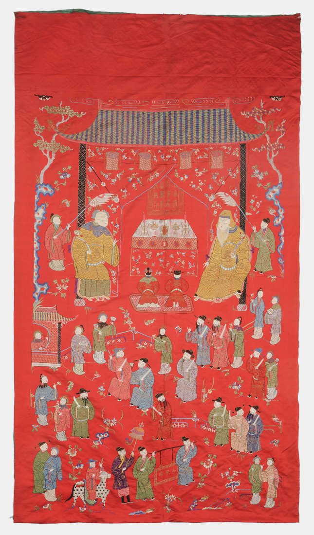 Grosser Wandbehang China, um 1900. Seide, bestickt. (1 of 10)