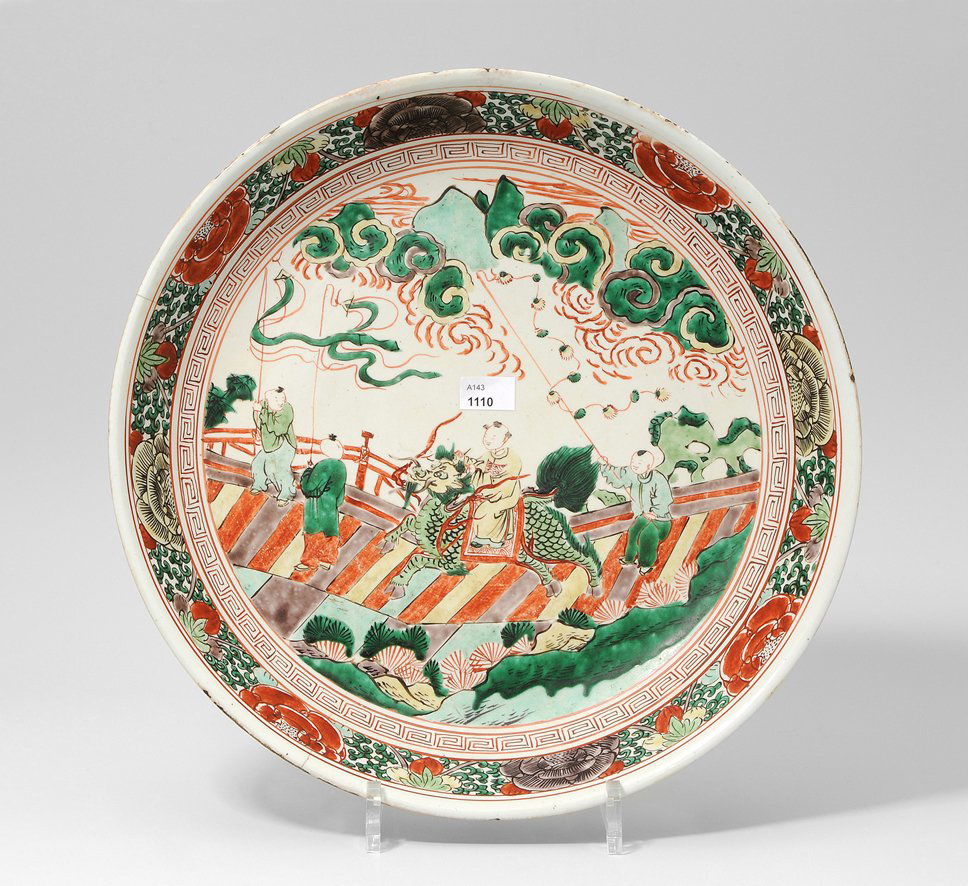 Grosse Platte China, 19.Jh. Swatow (?). Wucai-Farbe. Im (1 of 1)