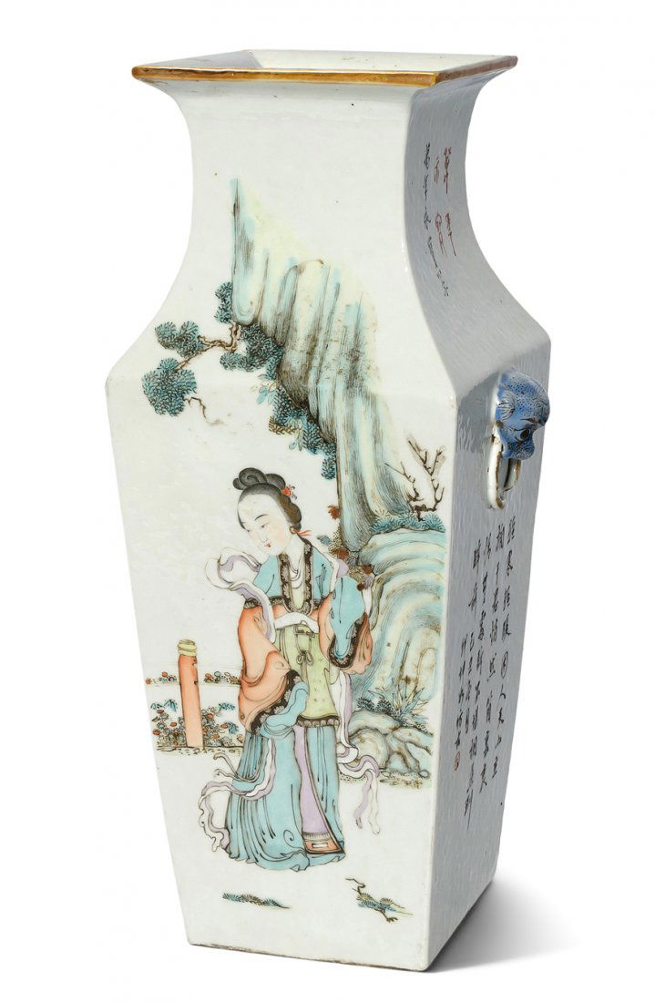 Vase China, um 1900. Porzellan. Vierseitige (1 of 10)