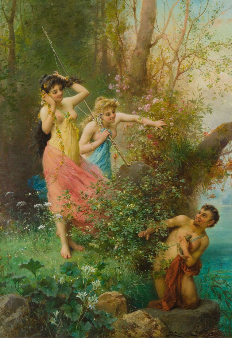Zatzka, Hans  (1859 Wien 1945) Faun mit Nymphen beim (1 of 15)