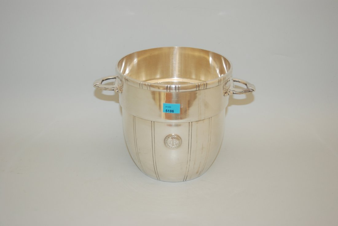 Weinkühler Frankreich, 20.Jh. Versilbert. Rundform mit (1 of 1)