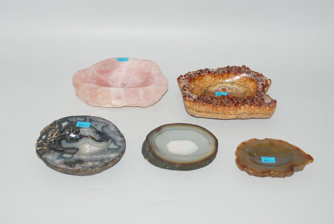 Lot: 5 Ascherschalen Halbedelsteine, geschliffen und (1 of 1)