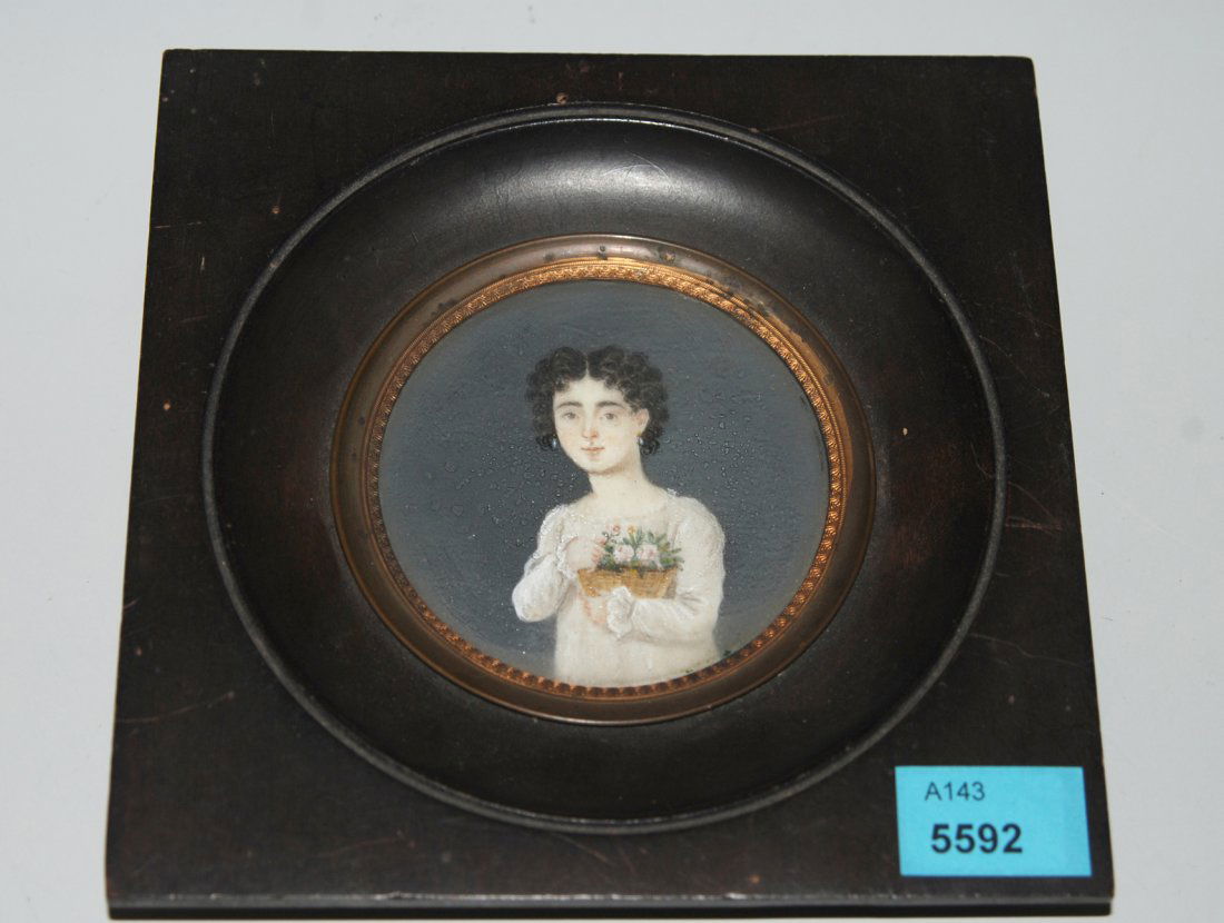 Damenporträt 19.Jh. Couache auf Elfenbein. Junge Dame (1 of 1)