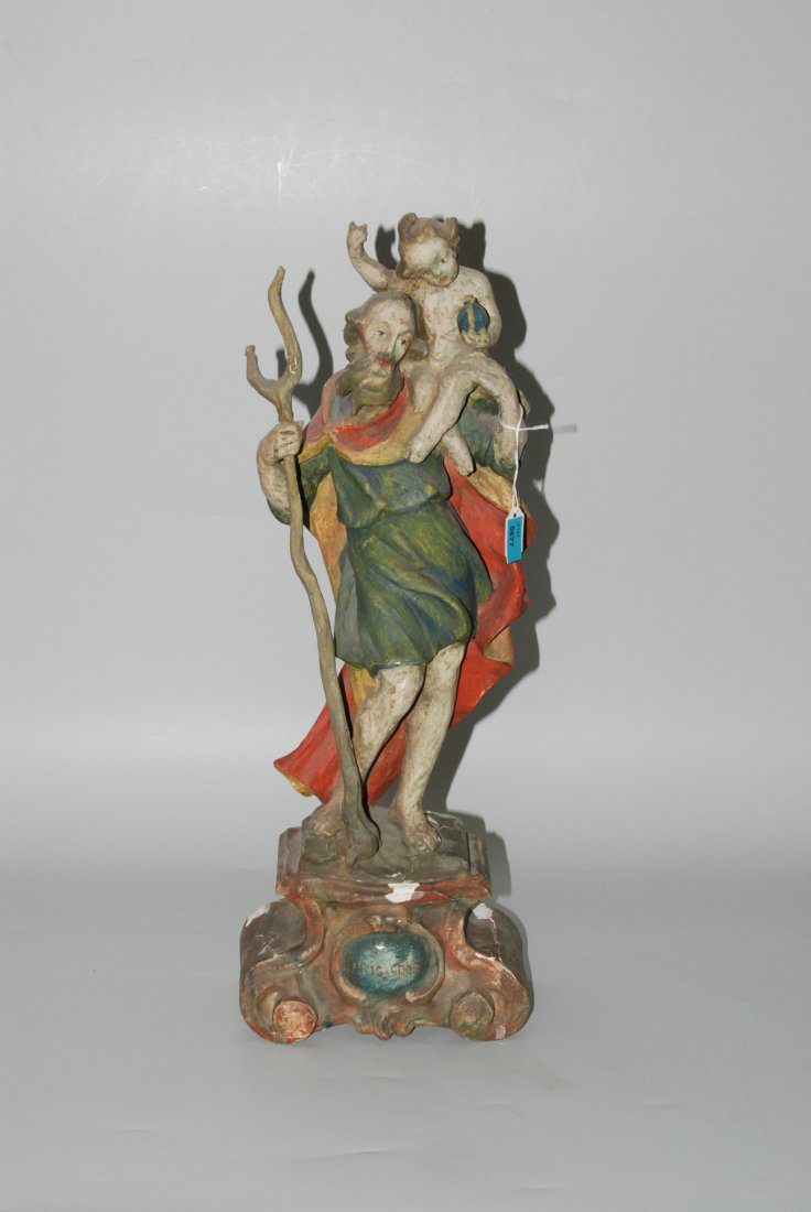 Kleine Heiligenfigur Barockstil. Holz, geschnitzt und (1 of 1)