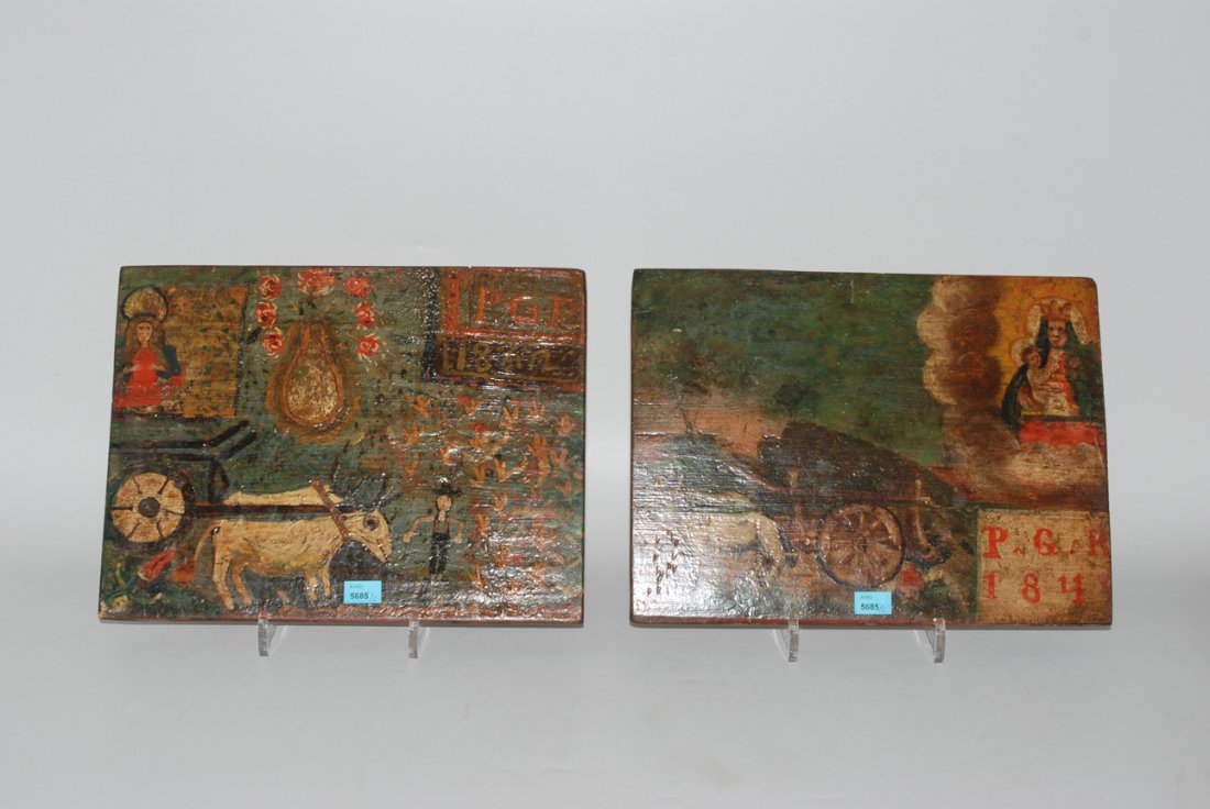 Lot: 2 Votivtafeln Datiert 1842, wohl 20.Jh. (1 of 1)