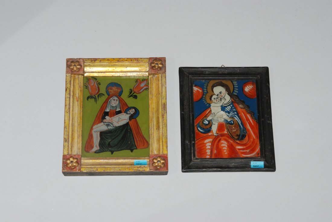 Lot: 2 kleine Hinterglasbilder Böhmen, 1.Hälfte 19.Jh. (1 of 1)