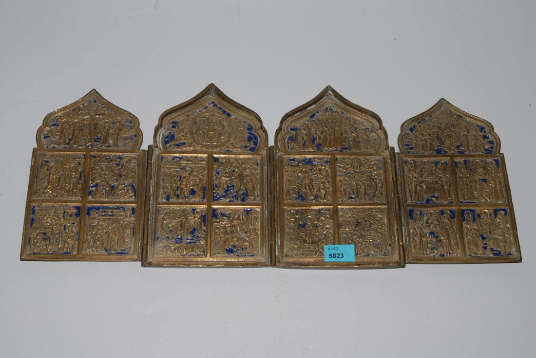 Grosse Metallikone "Tetraptychon" Russisch, 19.Jh. (1 of 1)