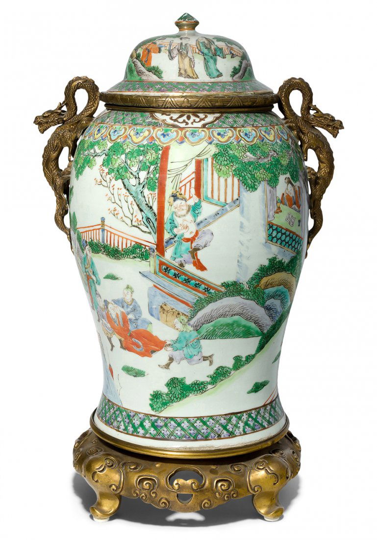 Deckelvase  China, 19.Jh. Porzellan. Figürliche Szene (1 of 10)