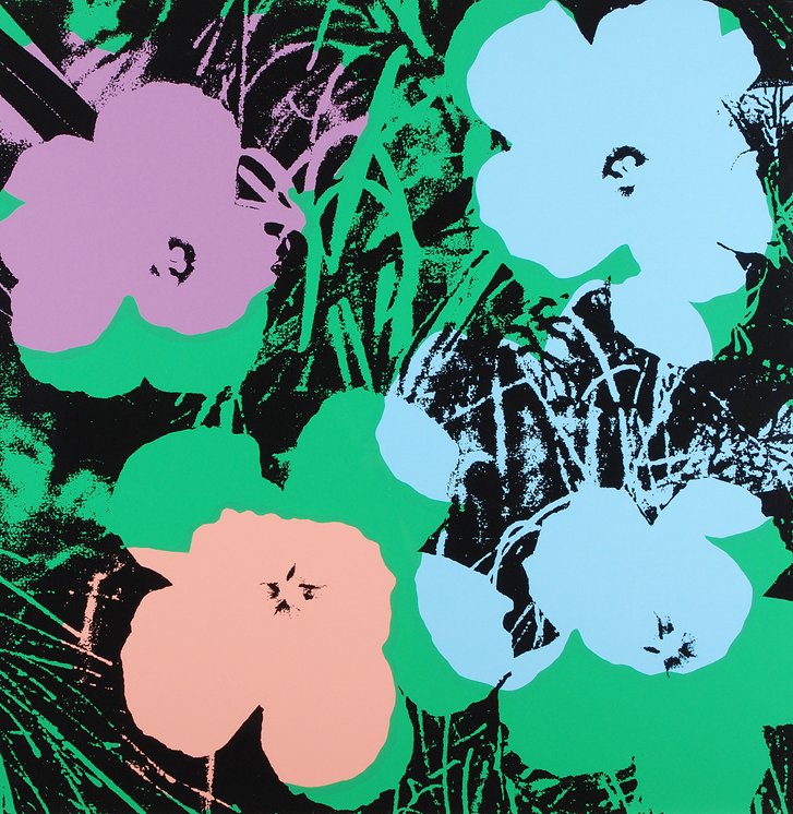 Warhol, Andy (Pittsburg 1928–1987 New York) nach: Warhol, Andy (Pittsburg 1928–1987 New York) nach "Flowers". Farbserigraphie. Blattgrösse 91,5x91,5 cm. Gerahmt.