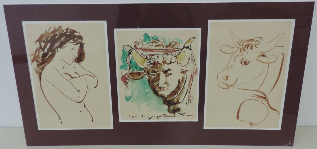 Erni, Hans (Luzern 1909–2015 Luzern) Lot von 3: Erni, Hans (Luzern 1909–2015 Luzern) Lot von 3 Zeichnungen. Engelberghaus. 1970. Aquarell auf Papier. Eines datiert, bezeichnet und signiert. Diverse Masse.