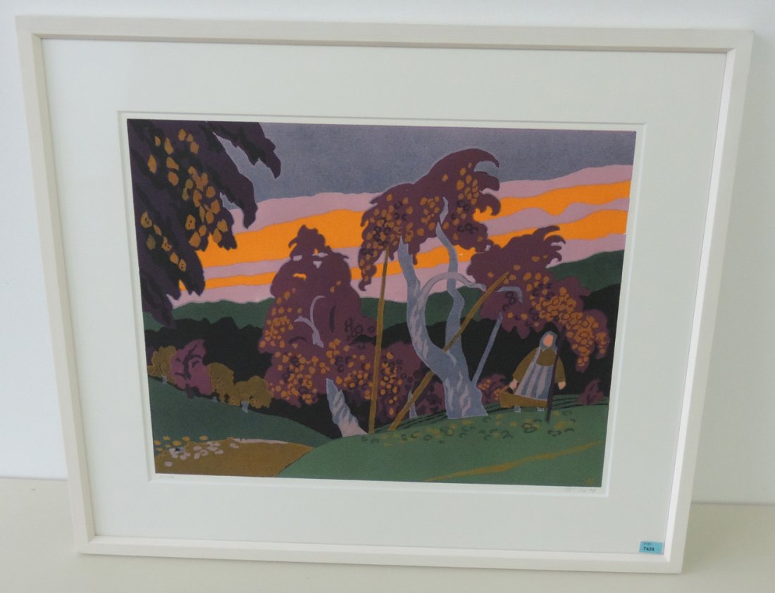 Keller, Heinz (Winterthur 1928) Herbstlandschaft. 2011.: Keller, Heinz (Winterthur 1928) Herbstlandschaft. 2011. Farbholzschnitt. 7/10. Unten rechts signiert und datiert. Lichtmass 40x50 cm. Gerahmt.