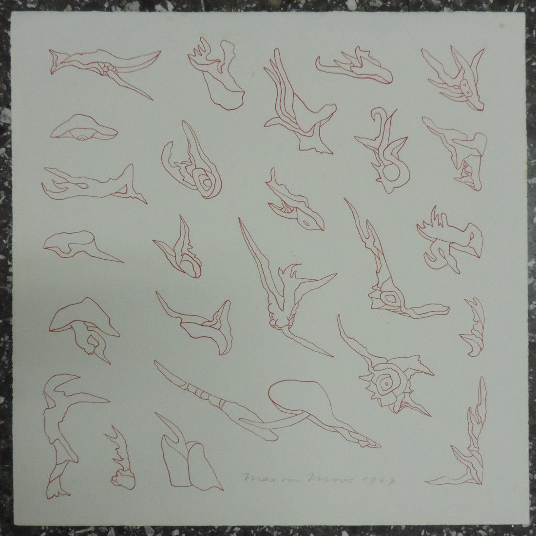 Moos, Max von (Luzern 1903–1979 Luzern) Studie. 1967.: Moos, Max von (Luzern 1903–1979 Luzern) Studie. 1967. Filzstift auf Papier. Unten mittig signiert und datiert. Blattgrösse 45,3x45,3 cm.