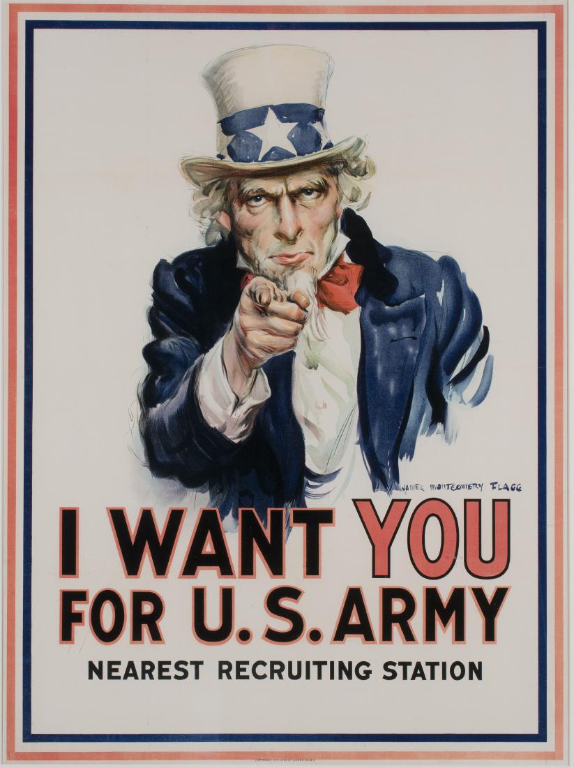 James Montgomery Flagg: James Montgomery Flagg Am. 1870–1960 I Want You for U.S. Army, 1917 Poster 40 x 29 1/2 in. sight 101.6 x 74.9 cm sight