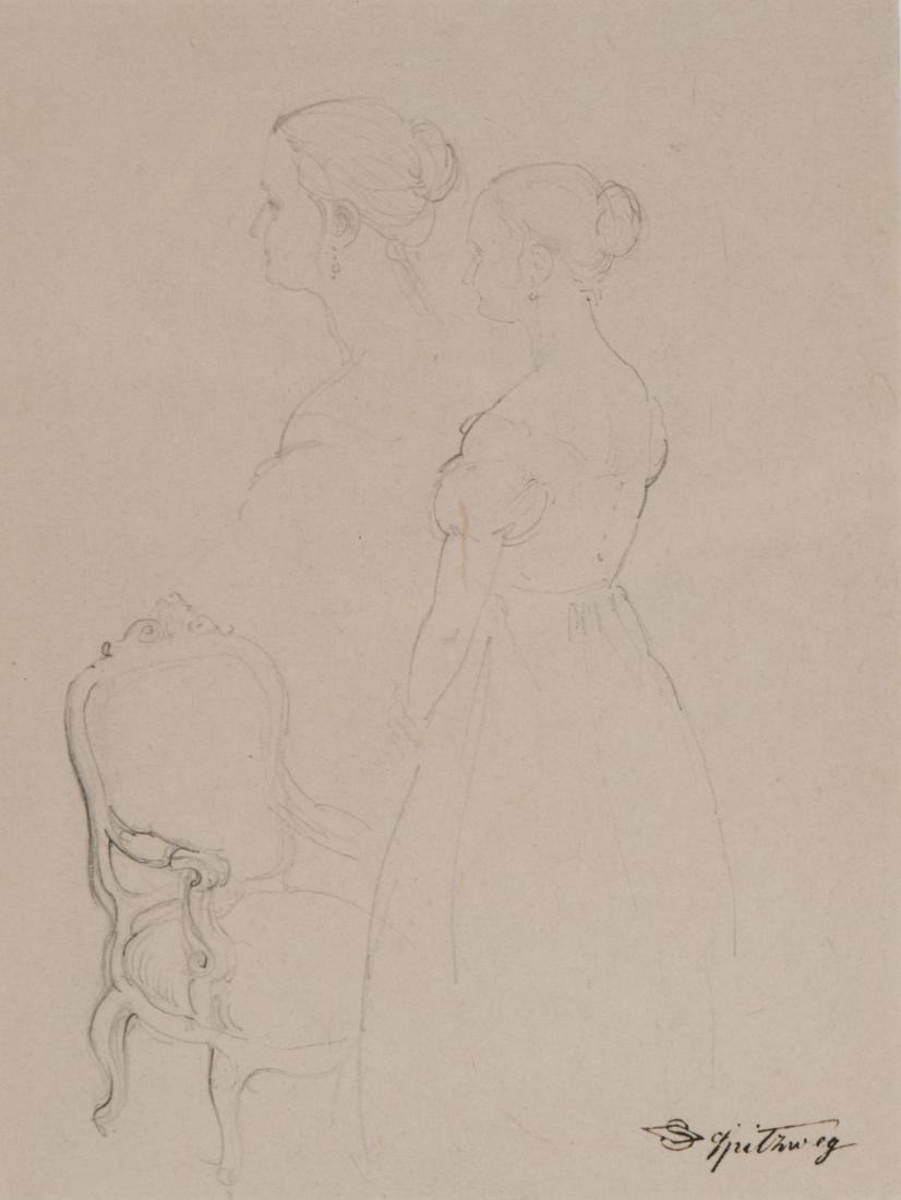 Carl Spitzweg, De. 1808-1885, Drawing of a Woman (1 of 3)