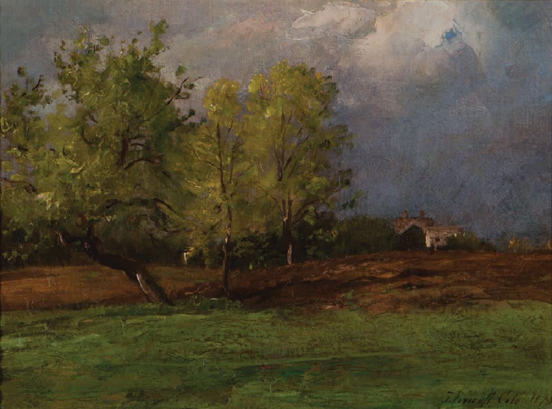 Joseph Foxcroft Cole, Pastoral Landscape with Cottage: Joseph Foxcroft Cole, Am. 1837 - 1892, Pastoral Landscape with Cottage, Oil on Canvas, 12" x 16" Actual, 16" x 20" Framed
