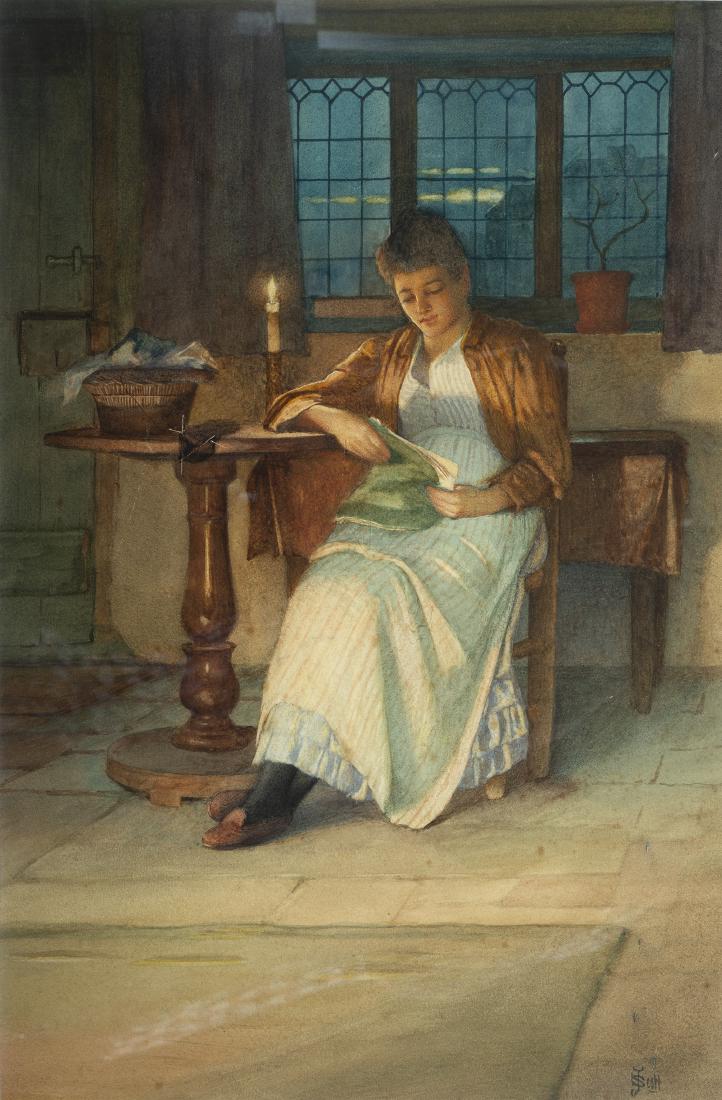 John Scott, Am. 1850-1918, "The Letter": John ScottAm. 1850-1918"The Letter"Watercolor on Paper, Framed Under GlassInscribed on Matt Lower Center: 'John Scott, RBA, ROI, RI. 1850-1918. "The Letter"' 27.5" x 21" Framed