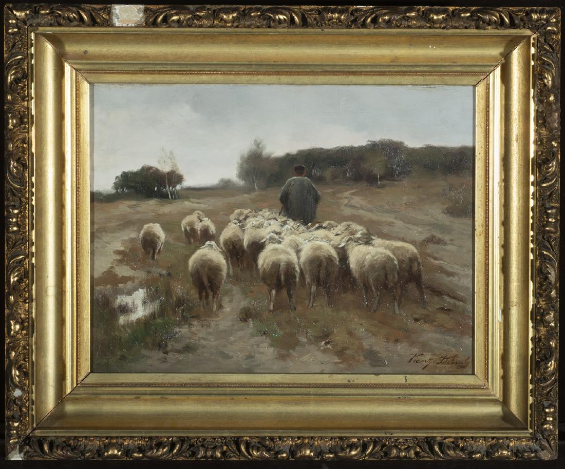 Franz de Beul, Eur. 1849-1919, Heading for: Franz de BeulEur. 1849-1919Heading for PastureOil on CanvasSigned l.r 12.5" x 16.75" Framed
