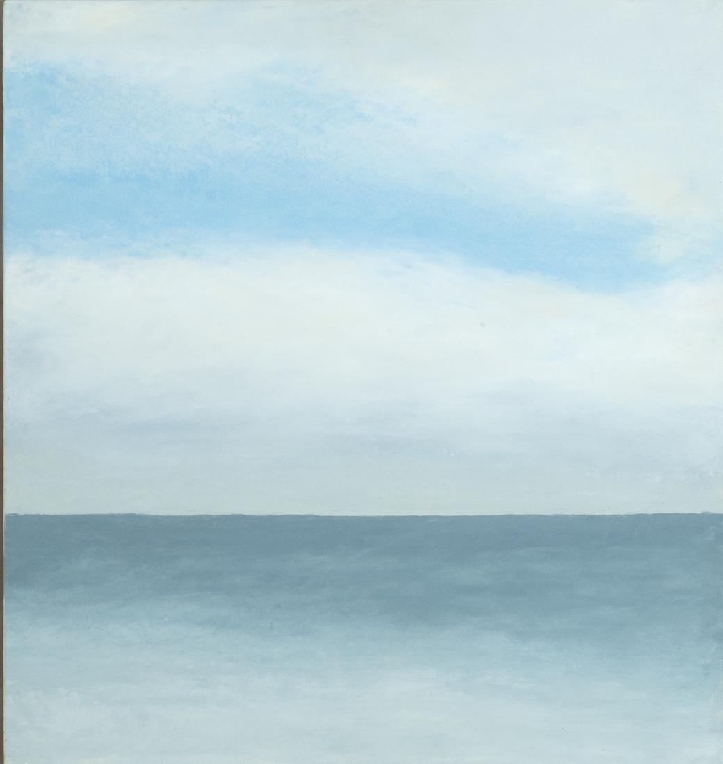 Pat De Groot, Am. 1930 - 2018, "Blue Sky Showing: Pat De GrootAm. 1930 - 2018"Blue Sky Showing Through Clouds", 1999Oil on BoardSigned and Dated "Pat De Groot, Provincetown 1999" on Verso."Pat Hearn Gallery" Label on Verso 12" x 11" Framed