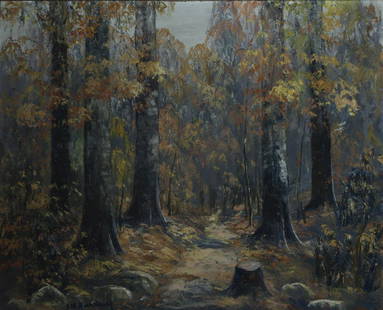 John Wesley Hardick, Am. 1891-1968, Autumn: John Wesley HardickAm. 1891-1968Autumn LandscapeOil on BoardSigned Lower Left 'J.W. Hardick' 28.5" x 34.5" Framed