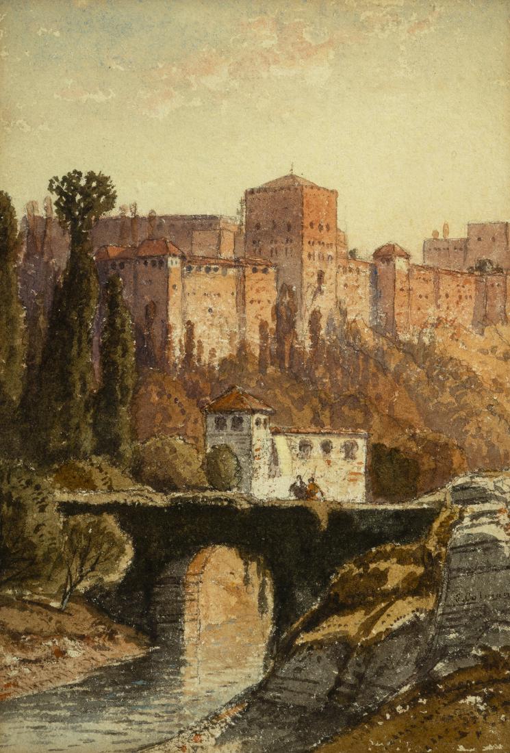 Samuel Colman, Am. 1832 - 1920, Alhambra: Samuel ColmanAm. 1832 - 1920AlhambraWatercolor on Paper, Framed Under GlassSigned l.r, Inscribed on Verso 5" x 7" Framed