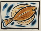 Eric Hopkins.   "Flounder" 1989   watercolor on paper,