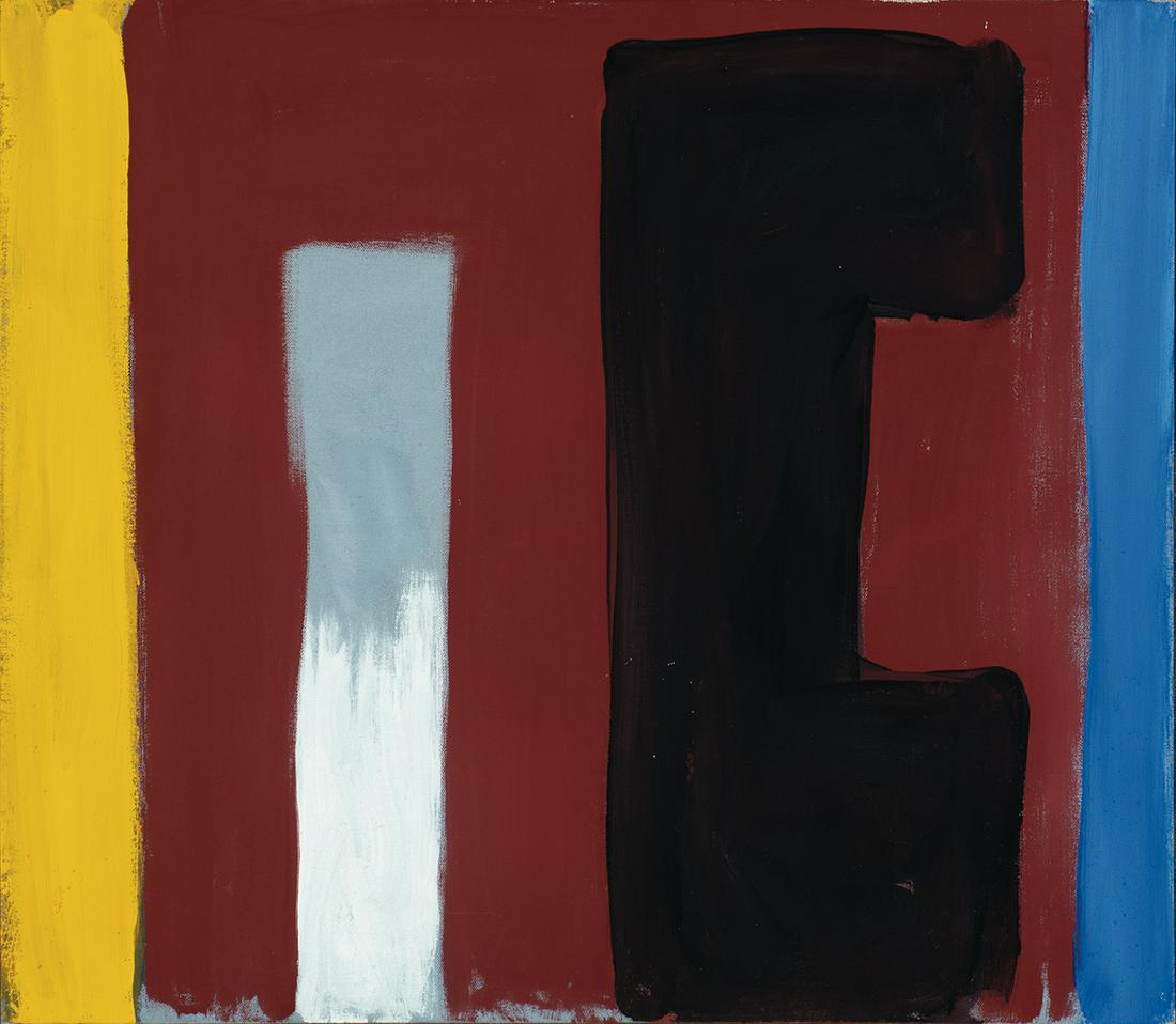 Ernest Briggs, "Redwall" 1979: Ernest Briggs Am. 1923-1984 "Redwall" 1979 Oil on canvas Signature, title and date on verso, "Cape Split Place Inc" label on verso 21" x 24" actual, 21.5" x 24.5" framed Private Collection U.S.A.