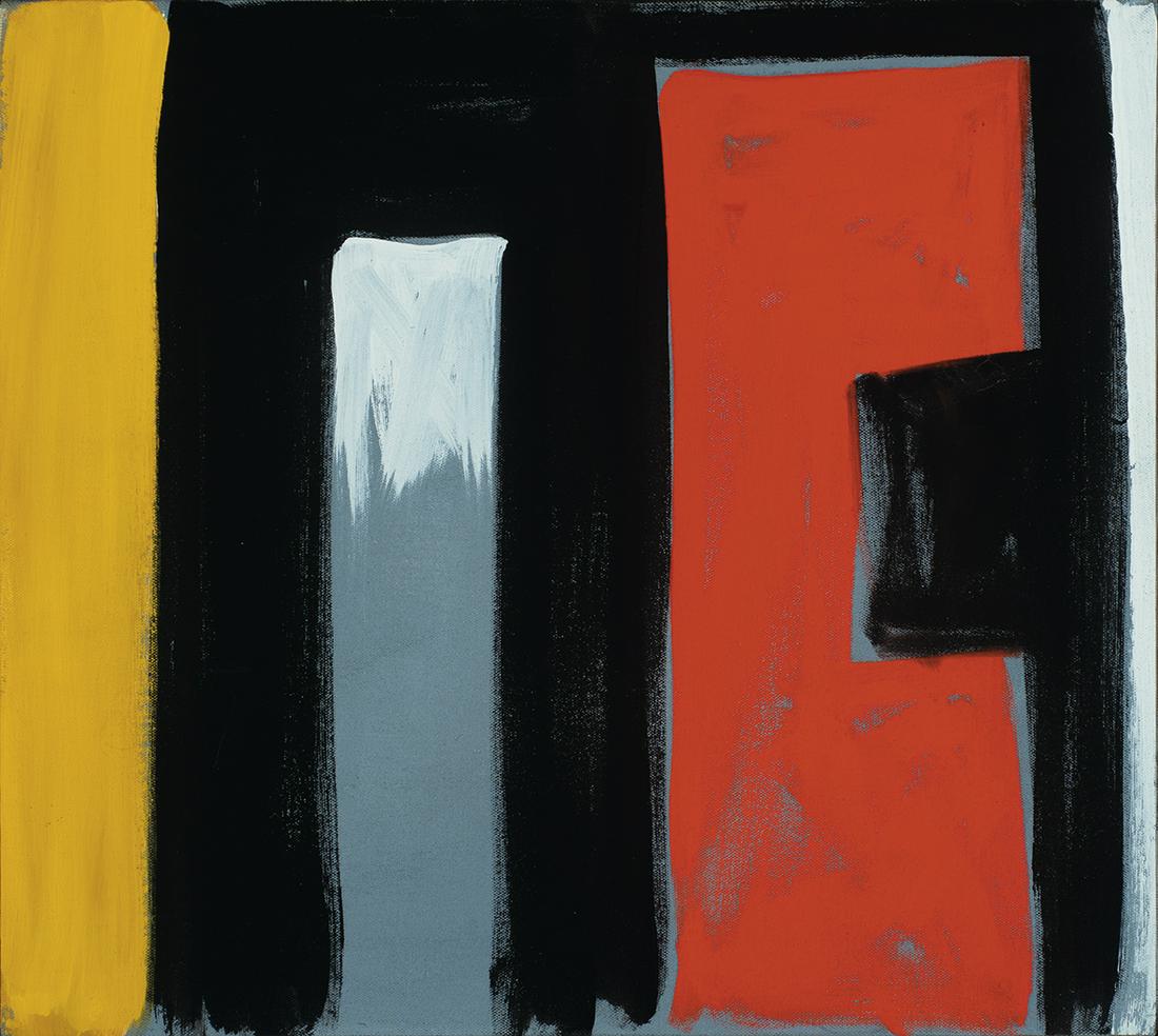 Ernest Briggs, "Blackwall Redspace" 1979: Ernest Briggs Am. 1923-1984 "Blackwall Redspace" 1979 Oil on canvas Signature, title and date on verso, "Cape Split Place Inc" label on verso 16" x 18" actual, 16.5" x 18.5" framed Private Collection 