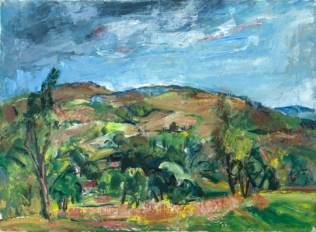 Marion Huse (Am. 1896-1967) - Group Lot: 1] New: Marion Huse Am. 1896-1967 Group Lot: 1] New England Landscape 2] "My Stove" 1928 Oil on canvas 1] signed l.r. 2] signed l.l., artist's label with title on verso, "Pownal Studio" and date inscribed on 