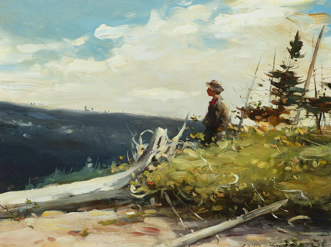 John Swan (Am. b. 1948) - Look Out, 1979 - Oil: John SwanAm. b. 1948Look Out, 1979Oil on masonite, framedSigned and dated l.r. 12" x 16 1/2" sight, 15 1/4" x 19 3/4" framedProvenance: Private Collection Florida