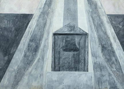 William Austin Kienbusch (Am. 1914-1980) -: William Austin KienbuschAm. 1914-1980"Lighthouse Bell" 1949Gouache and pencil on paper, framedSigned and dated l.r., title inscribed on verso, Legere Galleries, Inc. label on verso 22" x 30 1/2" actua