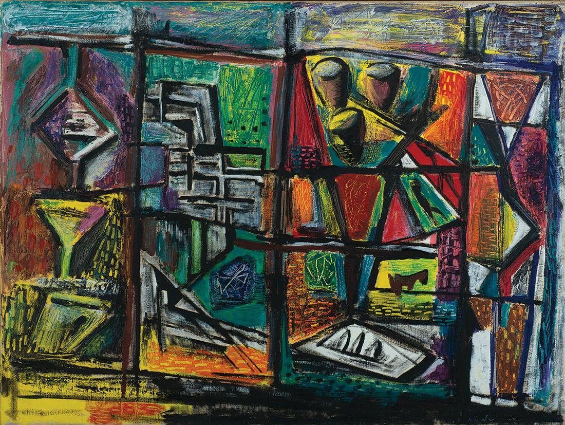 Louis Schanker, "Geometric Landscape", Oil on canvas (1 of 5)