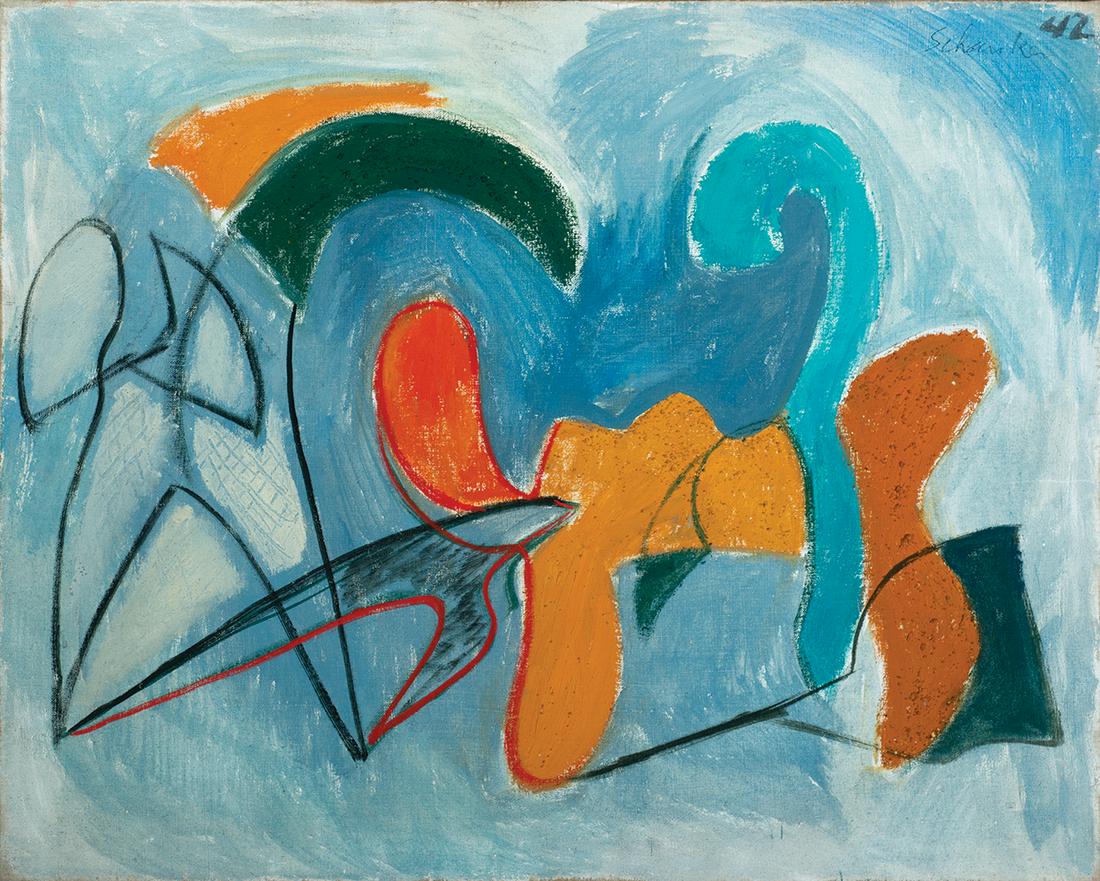 Louis Schanker (Am. 1903-1981), "Movement" 1942, O/C (1 of 6)