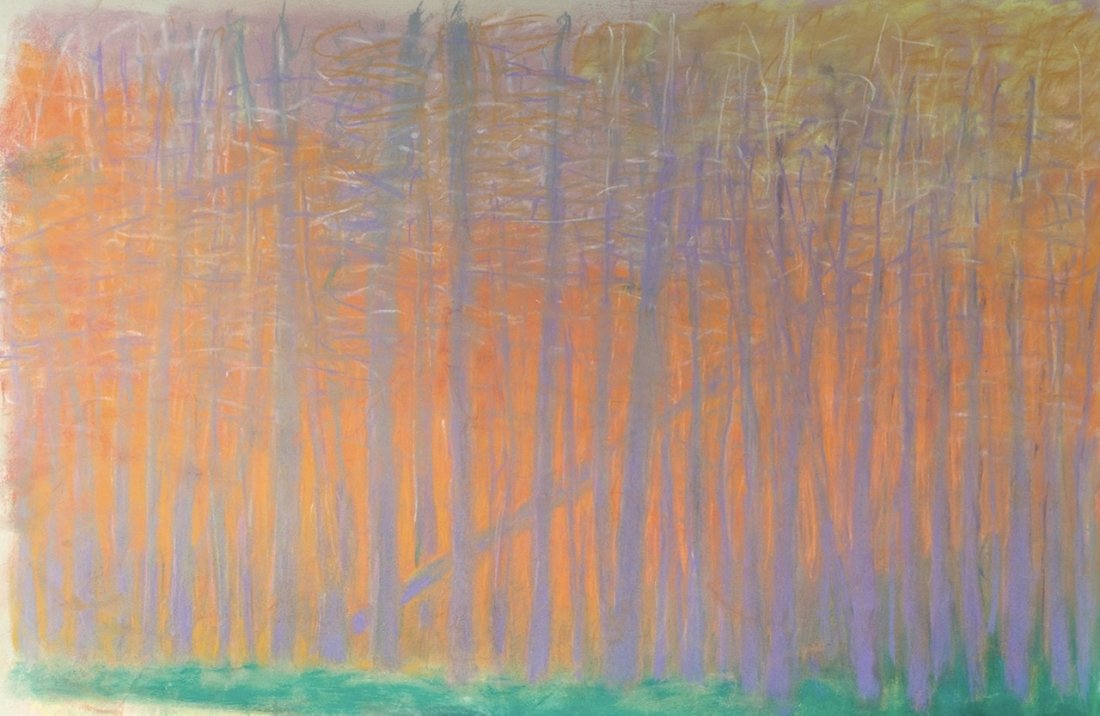 Wolf Kahn (Am. 1927-2020), Green Tree Screen, Pastel: Wolf Kahn (Am. 1927-2020) Green Tree Screen Pastel on paper, framed Signed l.c. 30" x 44" actual 35 3/4" x 39 3/4" framed Provenance: Acquired directly from artist to Private Collection New York City