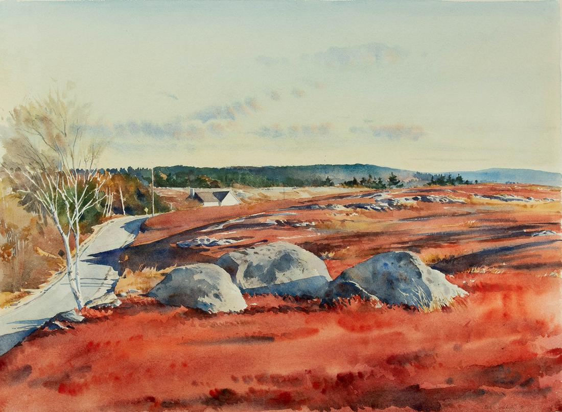 Paul Rickert (Am. b. 1947), "November Drive" 1990: PAUL RICKERT (Am. b. 1947) "November Drive" 1990 Watercolor on paper, framed under glass 22 1/2" x 30 1/4" sight, 28 1/2" x 36" framed Signed and dated l.r. Purchased from Wings Gallery 1991 Private C