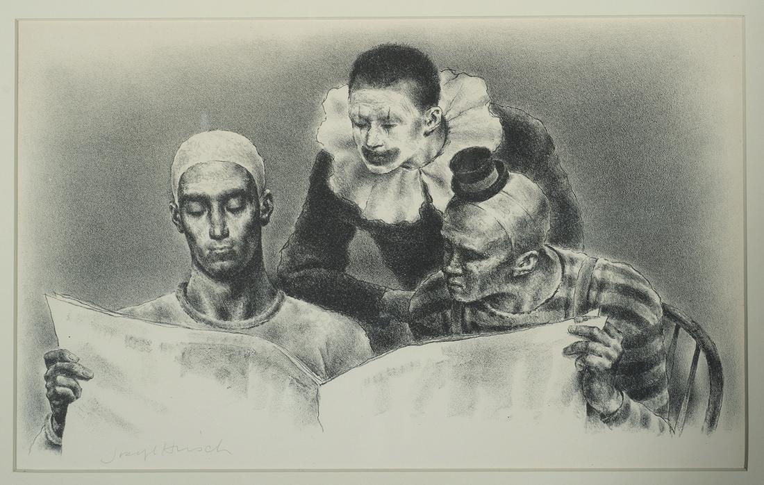 Joseph Hirsch (Am. 1910-1981), Clowns and the News (1 of 3)