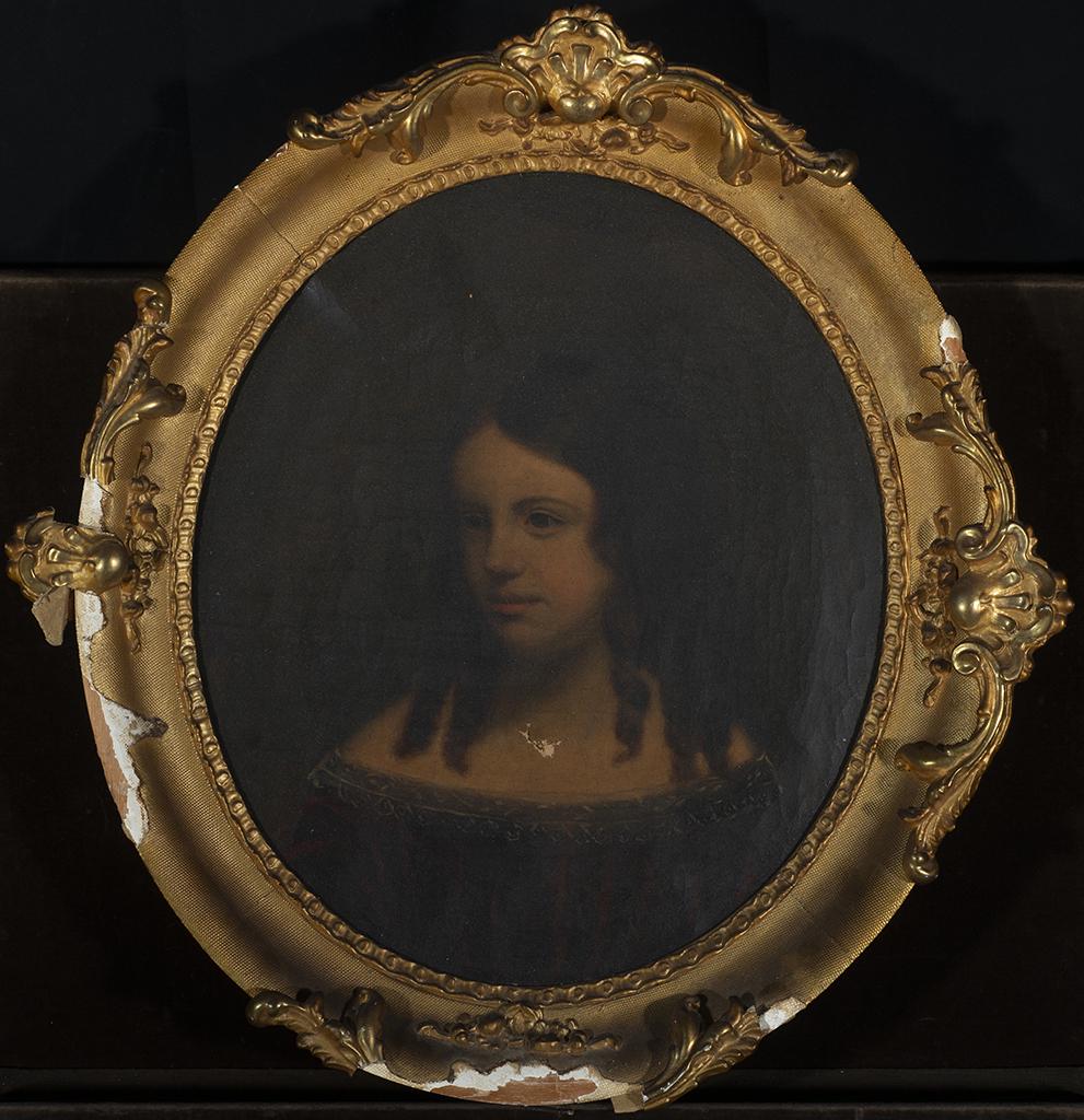 19th Century American School, Portrait of a Woman: 19th CENTURY AMERICAN SCHOOL Portrait of a Woman Oil on canvas, framed 20 3/4" x 18" actual, 26 1/2" x 35 3/4" framed Private Collection Auburn, Maine