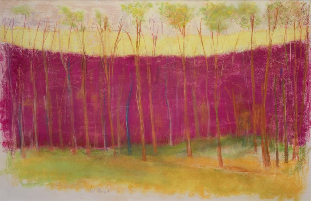 Wolf Kahn, View in Magenta, Pastel on paper, framed: Wolf Kahn Am. 1927-2020 View in Magenta Pastel on paper, framed Signed l.l. 28 1/4" x 43 3/8" sight, 37 5/8" x 52 3/4" framed Provenance: Acquired directly from artist to Private Collection New York C