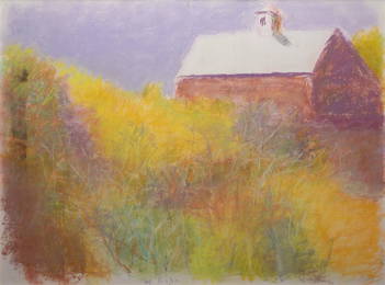 Wolf Kahn, Behind the Barn, Pastel on paper, framed