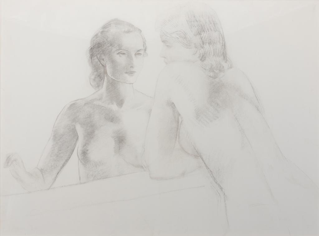 Leon Kroll, Friends, Pencil and charcoal on paper, (1 of 3)
