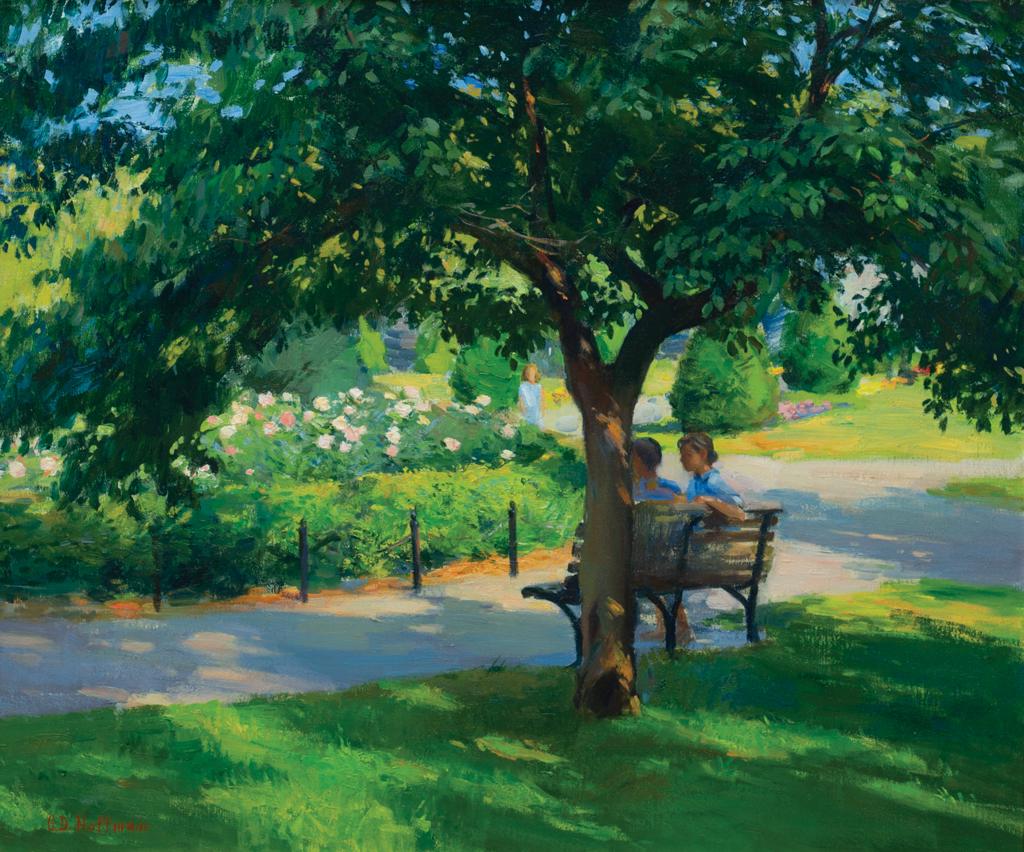 Gary D. Hoffmann, Boston Public Garden, Oil on canvas,: Gary D. Hoffmann Am. b. 1947 Boston Public Garden Oil on canvas, framed Signed l.l. 20" x 24" actual, 25 3/4" x 29 3/4" framed Provenance: Private Collection Milton, Massachusetts Exhibitions: Literat