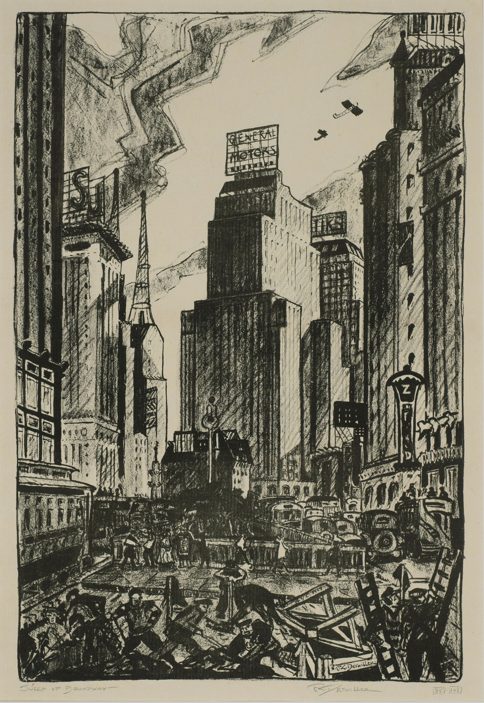 Frederick Detwiller, Am. 1882-1953, "Sweep of Broadway" (1 of 5)