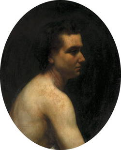 School of William Etty, Br. 1787-1849, Figure in: School of William Etty (Br. 1787-1849) Figure in Profile Oil on paper laid to canvas, framed Approx. 22 1/4" x 18 1/4" actual, 27 3/4" x 23 3/4" framed Provenance: Private Collection South Berwick, Ma